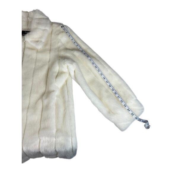 Dennis Basso Faux Fur Coat Women’s Large White Zip-Up Plush Jacket Vintage Y2K - Picture 8 of 12
